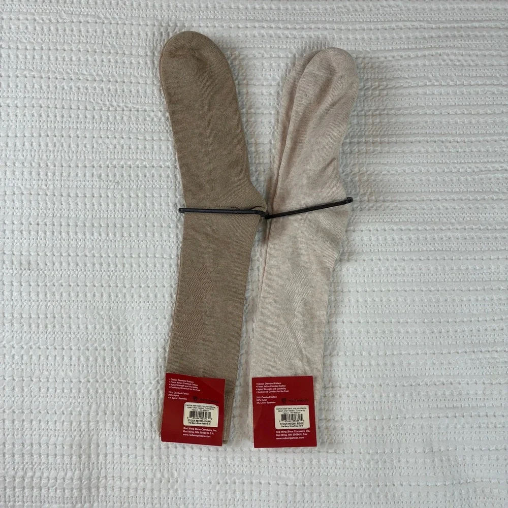 Red‎ Wings Socks Fits Mens 12-16 Tan Cream Diamond Pattern Dress Made in USA